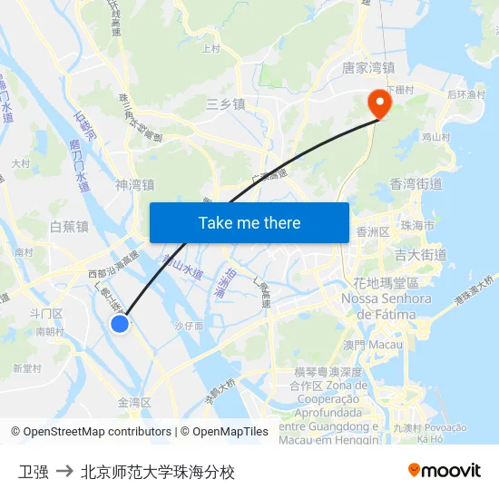 卫强 to 北京师范大学珠海分校 map