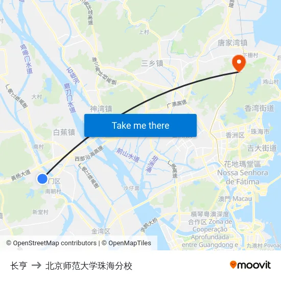 长亨 to 北京师范大学珠海分校 map