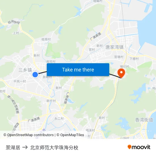 景湖居 to 北京师范大学珠海分校 map