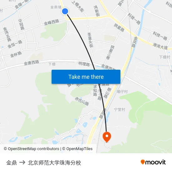 金鼎 to 北京师范大学珠海分校 map