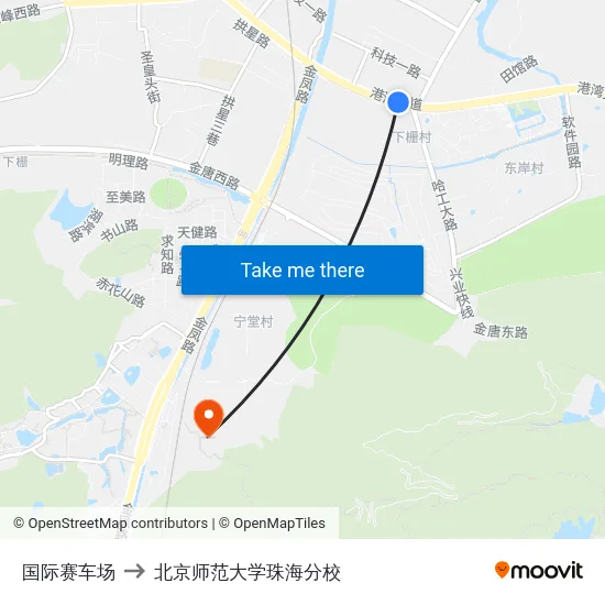 国际赛车场 to 北京师范大学珠海分校 map