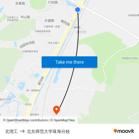 北理工 to 北京师范大学珠海分校 map