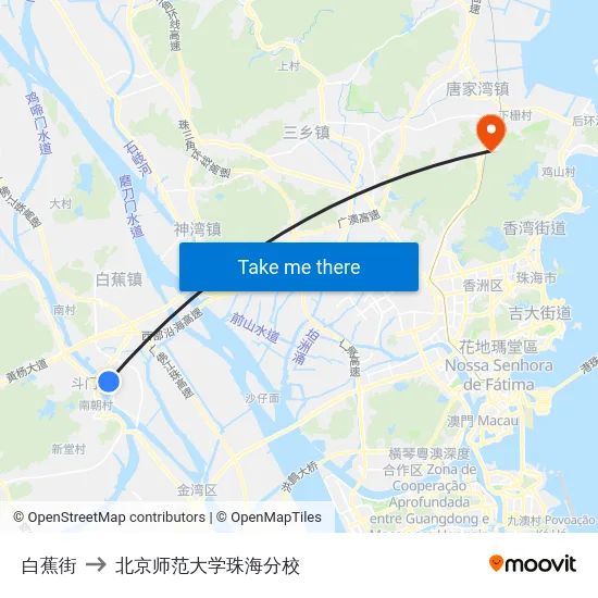 白蕉街 to 北京师范大学珠海分校 map