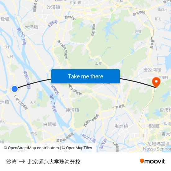 沙湾 to 北京师范大学珠海分校 map