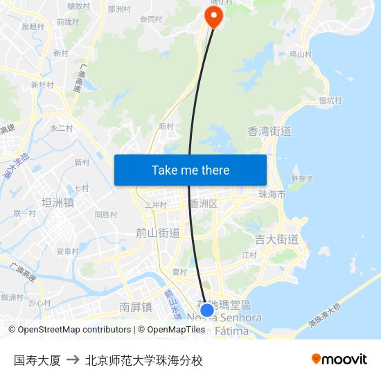 国寿大厦 to 北京师范大学珠海分校 map