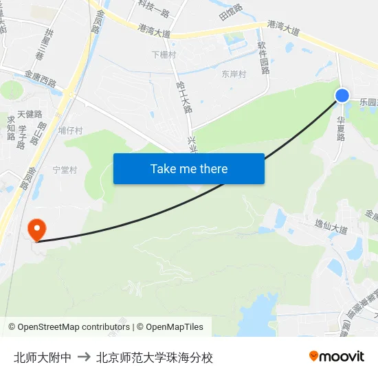 北师大附中 to 北京师范大学珠海分校 map