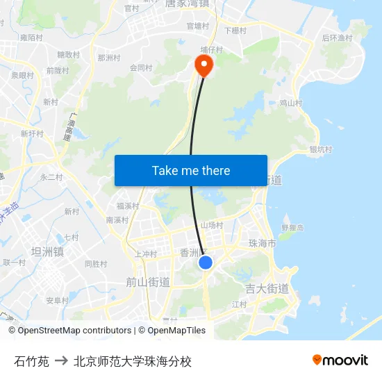 石竹苑 to 北京师范大学珠海分校 map