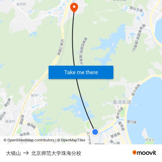 大镜山 to 北京师范大学珠海分校 map