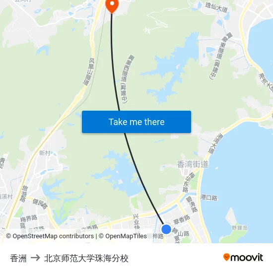 香洲 to 北京师范大学珠海分校 map