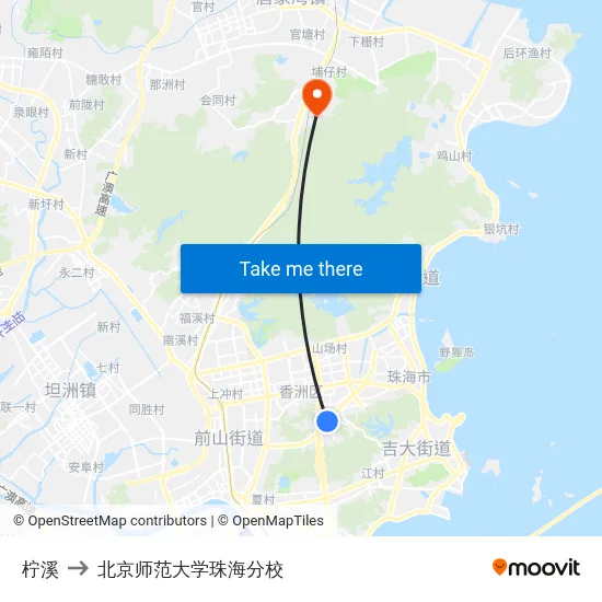 柠溪 to 北京师范大学珠海分校 map