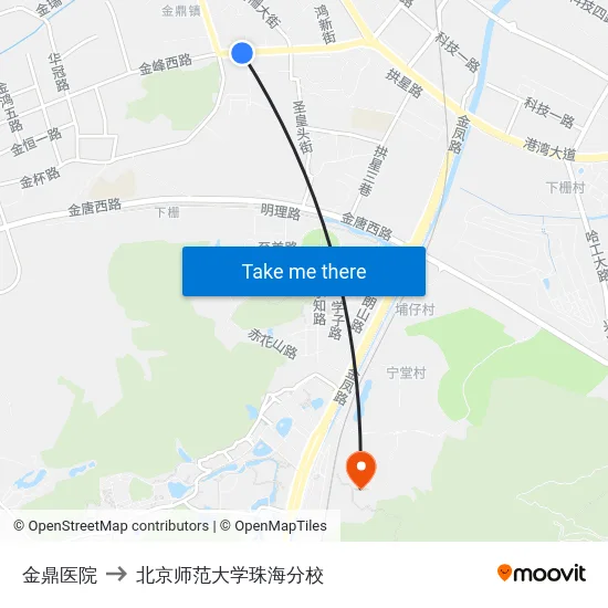金鼎医院 to 北京师范大学珠海分校 map
