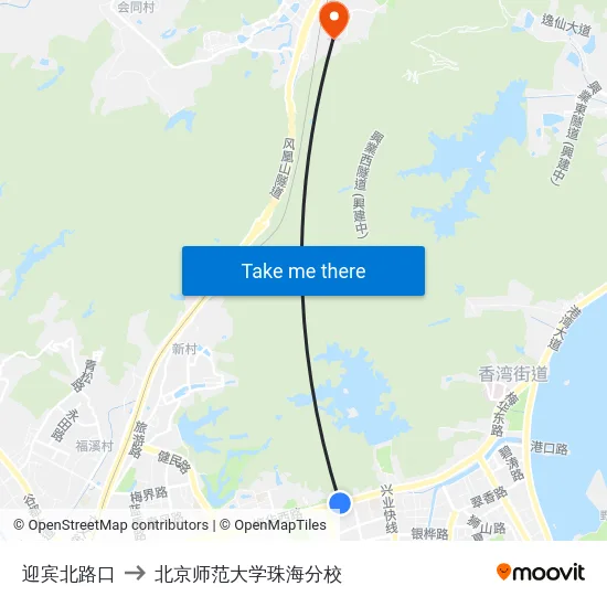 迎宾北路口 to 北京师范大学珠海分校 map