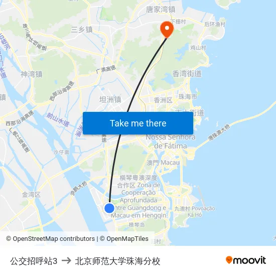 公交招呼站3 to 北京师范大学珠海分校 map