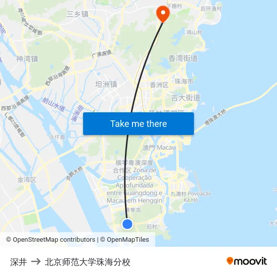 深井 to 北京师范大学珠海分校 map