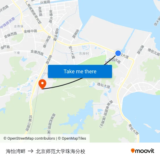 海怡湾畔 to 北京师范大学珠海分校 map