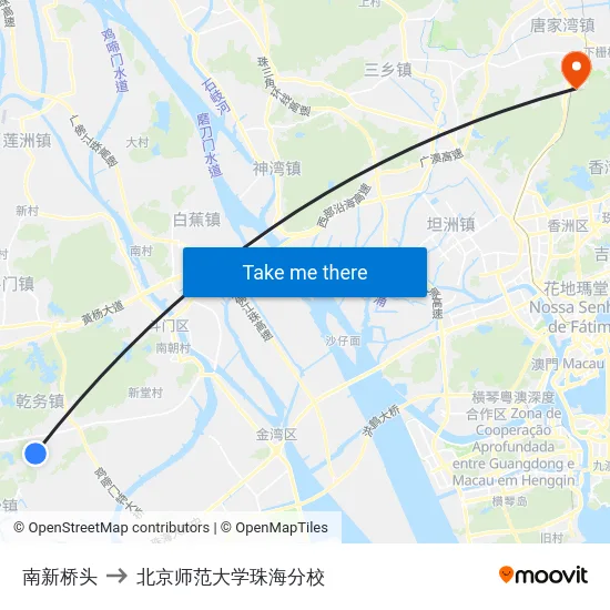 南新桥头 to 北京师范大学珠海分校 map