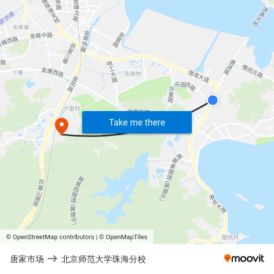 唐家市场 to 北京师范大学珠海分校 map