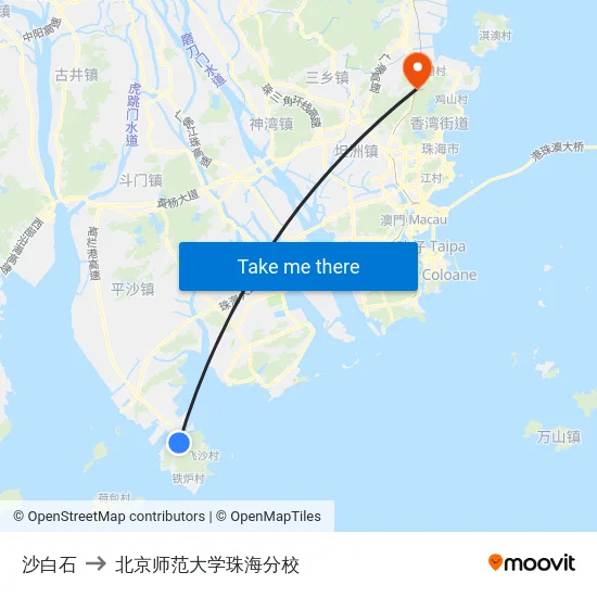 沙白石 to 北京师范大学珠海分校 map