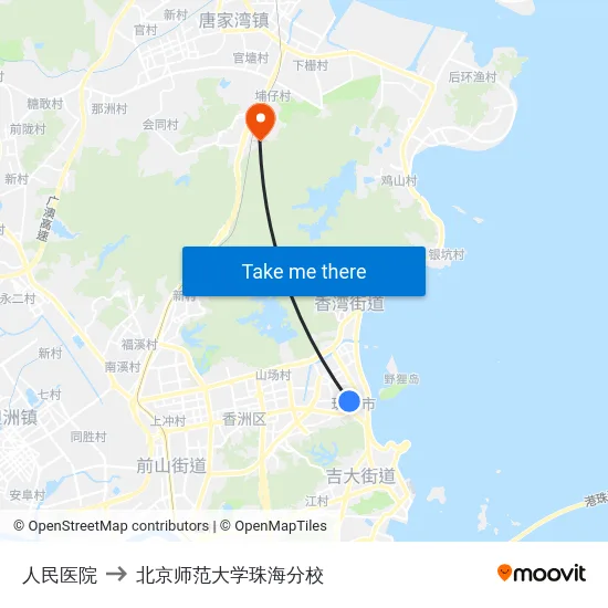 人民医院 to 北京师范大学珠海分校 map