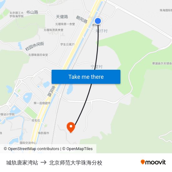 城轨唐家湾站 to 北京师范大学珠海分校 map