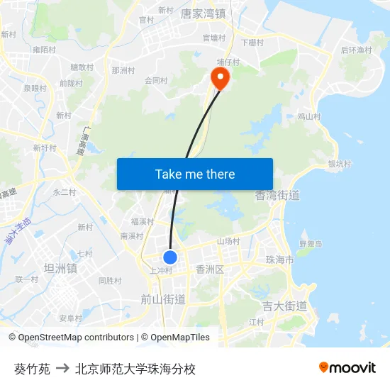 葵竹苑 to 北京师范大学珠海分校 map