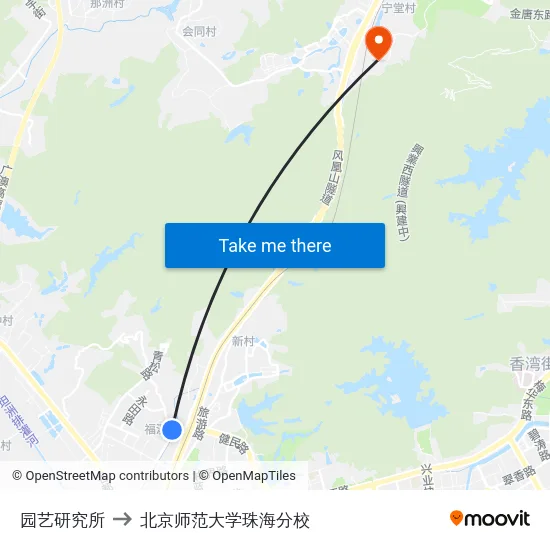 园艺研究所 to 北京师范大学珠海分校 map