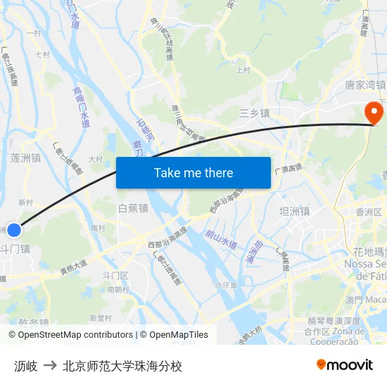 沥岐 to 北京师范大学珠海分校 map