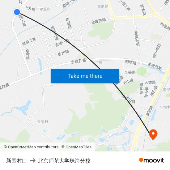 新围村口 to 北京师范大学珠海分校 map