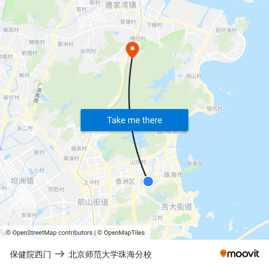 保健院西门 to 北京师范大学珠海分校 map