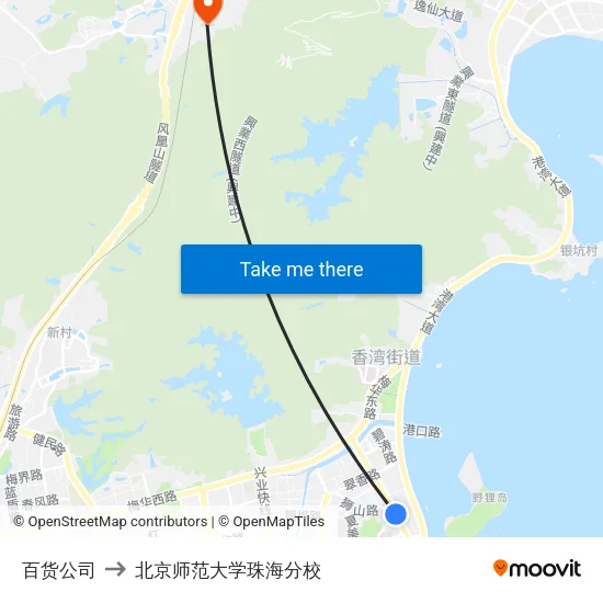 百货公司 to 北京师范大学珠海分校 map