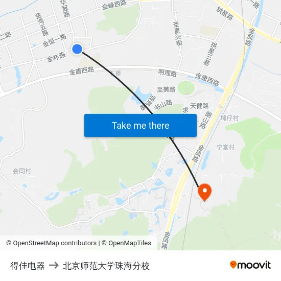 得佳电器 to 北京师范大学珠海分校 map