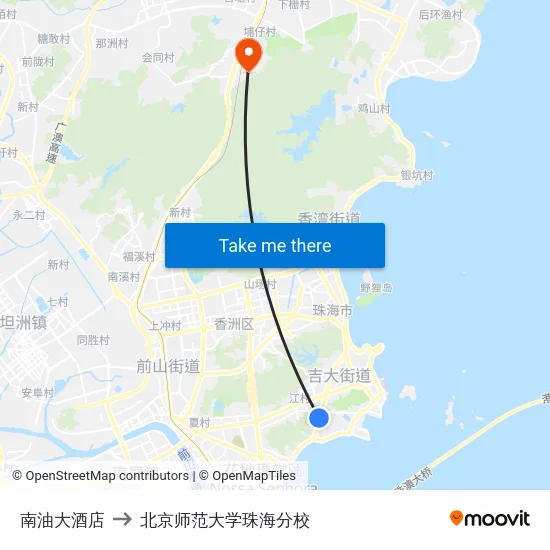 南油大酒店 to 北京师范大学珠海分校 map
