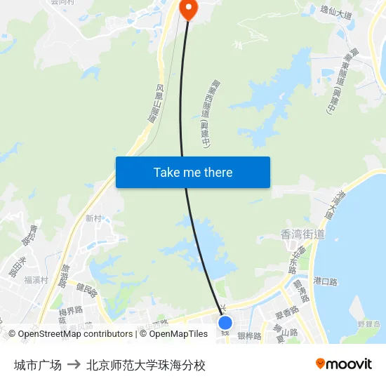 城市广场 to 北京师范大学珠海分校 map