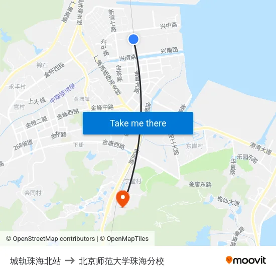 城轨珠海北站 to 北京师范大学珠海分校 map