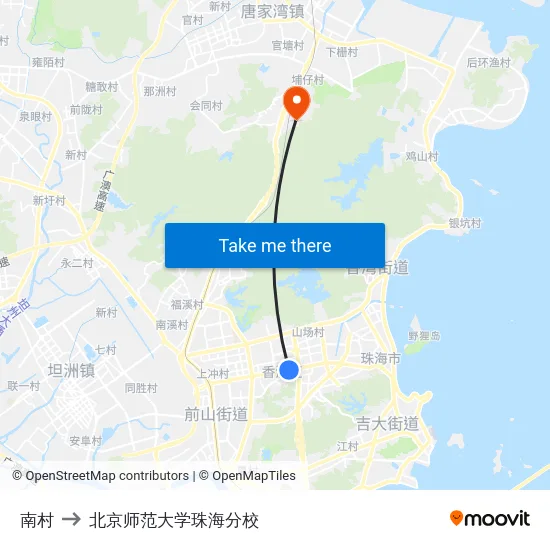 南村 to 北京师范大学珠海分校 map