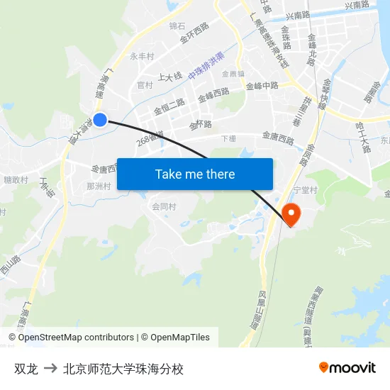 双龙 to 北京师范大学珠海分校 map