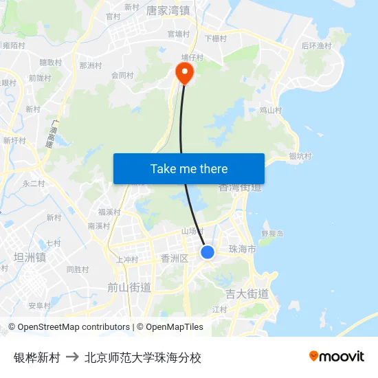 银桦新村 to 北京师范大学珠海分校 map