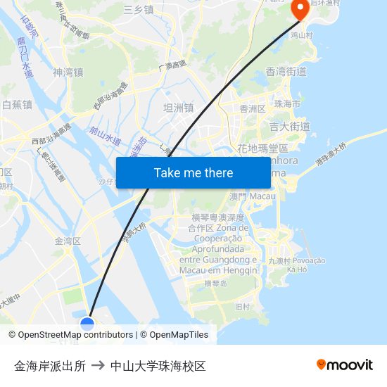 金海岸派出所 to 中山大学珠海校区 map