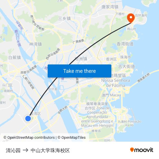 清沁园 to 中山大学珠海校区 map
