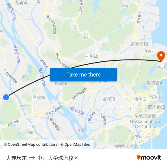 大赤坎东 to 中山大学珠海校区 map