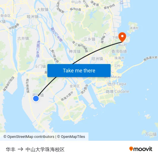 华丰 to 中山大学珠海校区 map