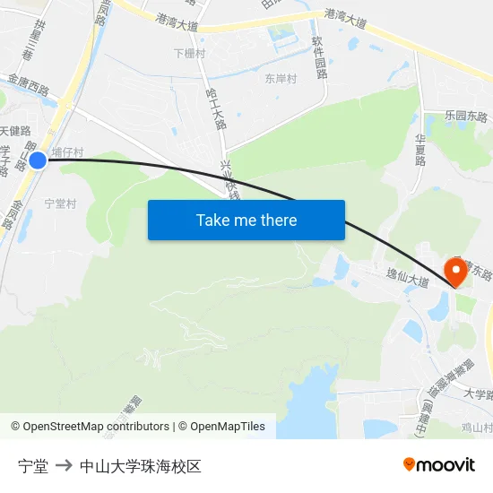 宁堂 to 中山大学珠海校区 map