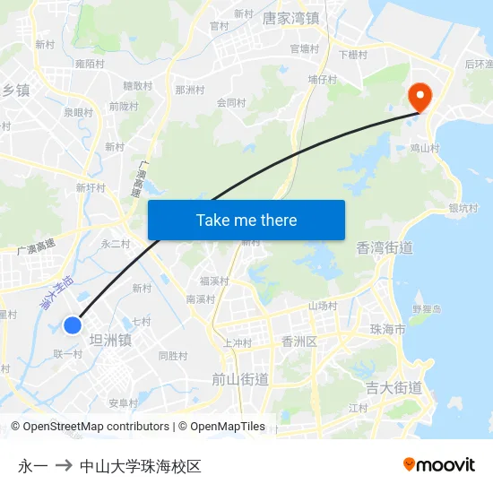 永一 to 中山大学珠海校区 map