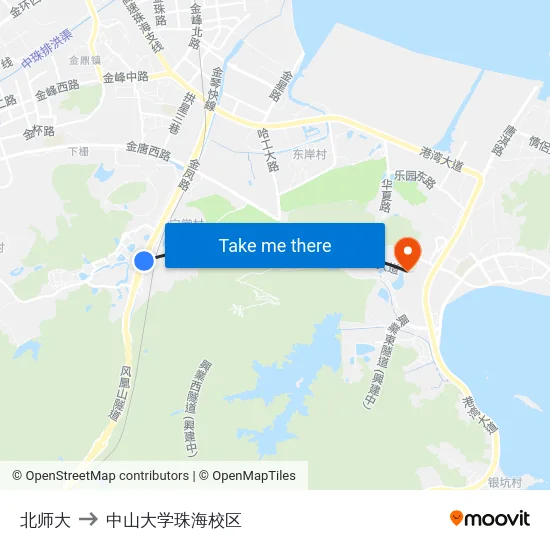 北师大 to 中山大学珠海校区 map