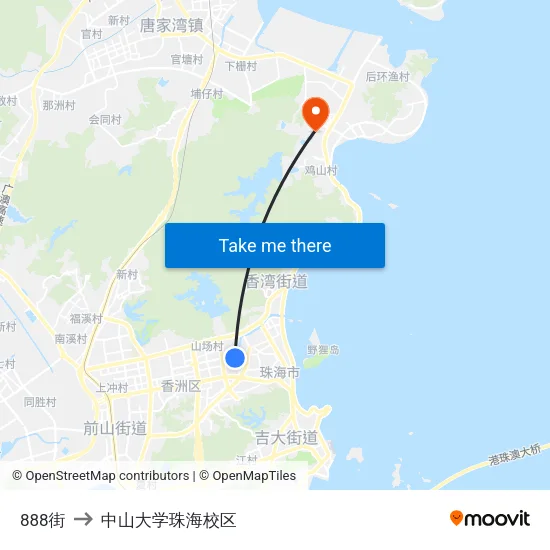 888街 to 中山大学珠海校区 map
