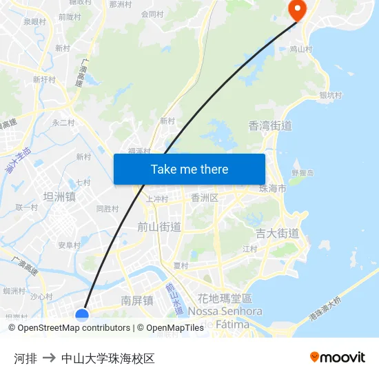 河排 to 中山大学珠海校区 map
