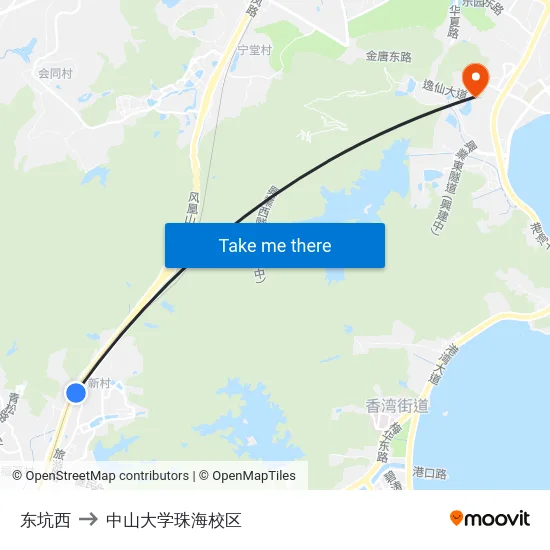 东坑西 to 中山大学珠海校区 map