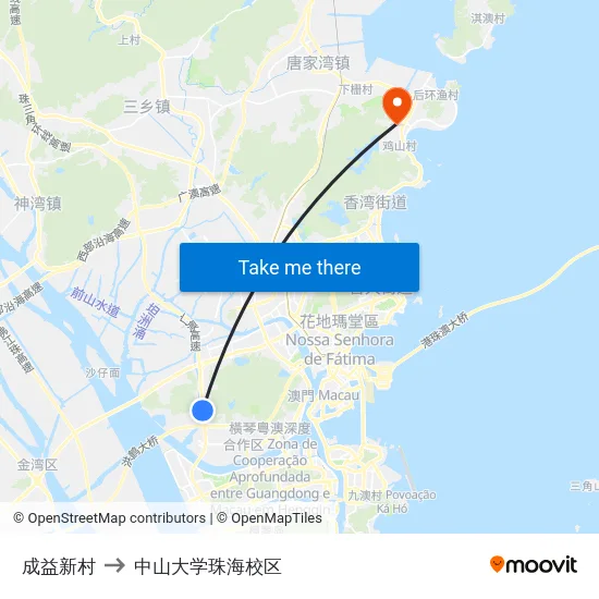 成益新村 to 中山大学珠海校区 map