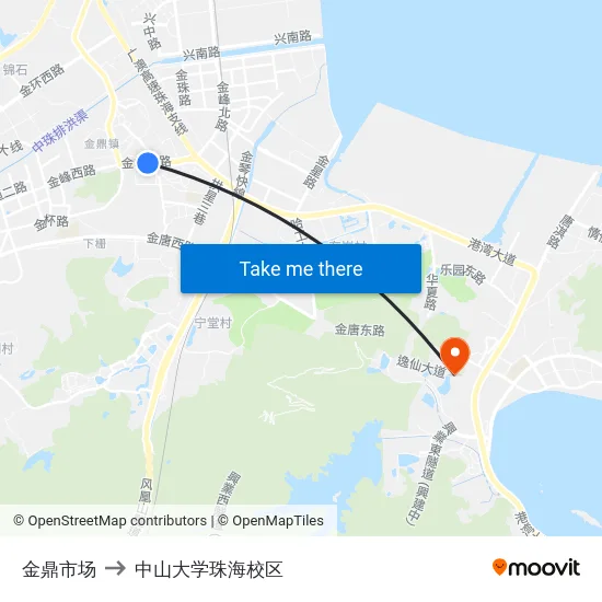 金鼎市场 to 中山大学珠海校区 map