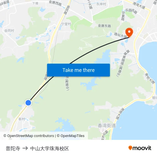 普陀寺 to 中山大学珠海校区 map